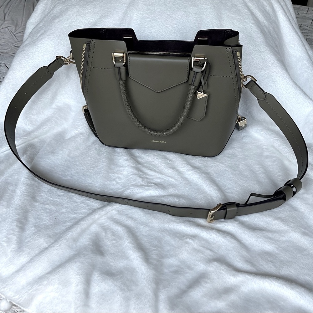 Michael Kors Blakely Leather Satchel in Olive Green